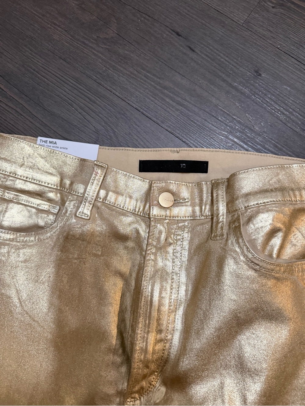 Joe's Jeans Metallic Gold High-Rise Straight Jeans - Picture 3 of 5